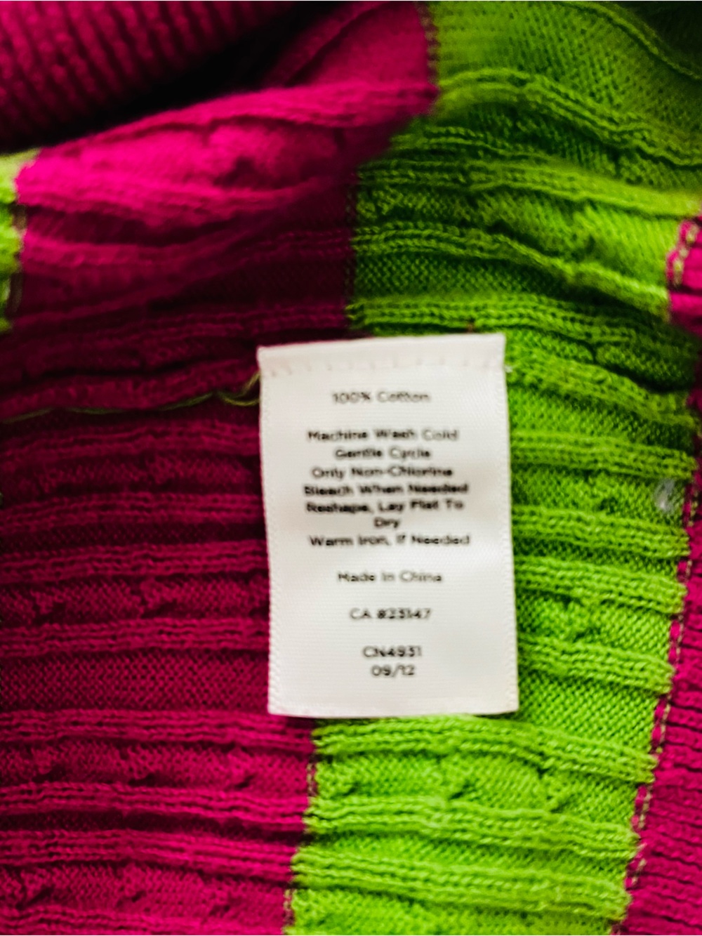 Talbots Fuchsia and Lime Striped Cable-Knit Sleeveless Top - Picture 4 of 4
